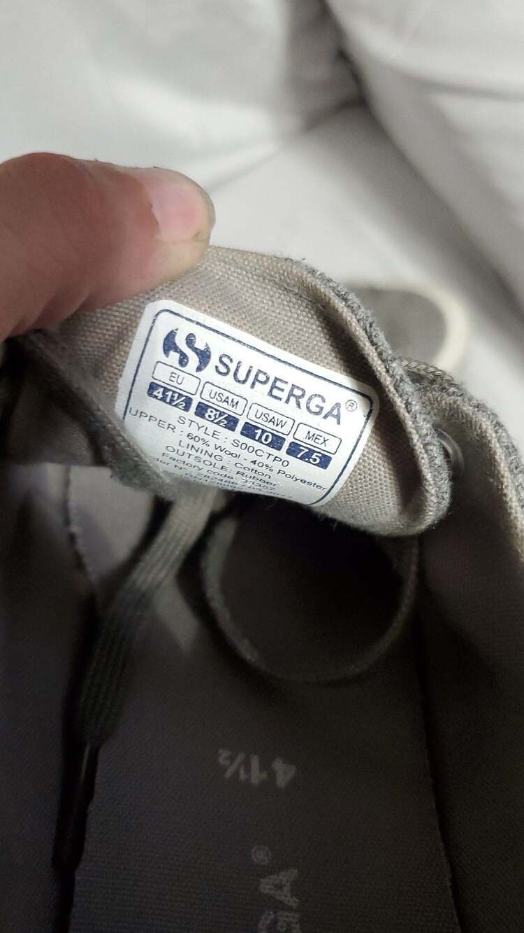 Superga 2750 Wool Grey Sneakers Size EU 41.5 US Women's 10 - Picture 5 of 6